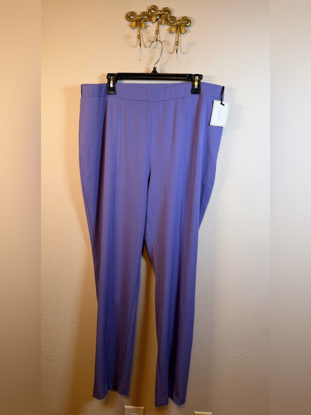 1. State Lilac Straight-Leg Trousers with Slight Slit in Front Size 16W